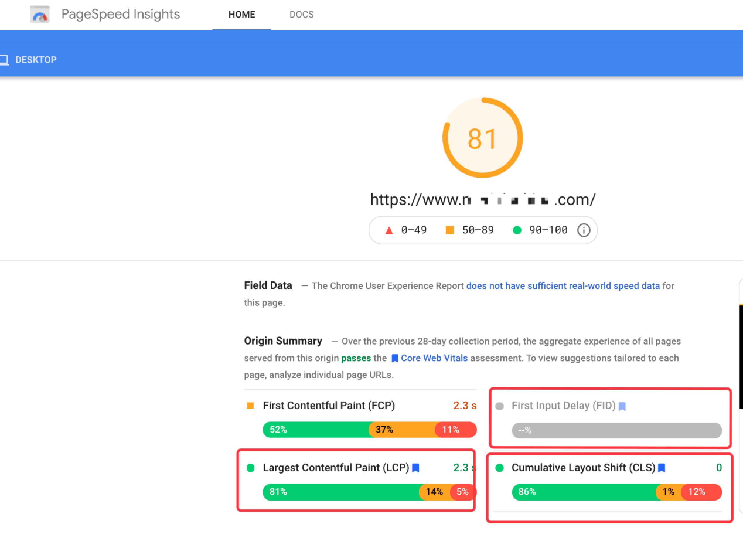 测试核心网页指标的工具-PageSpeed insights