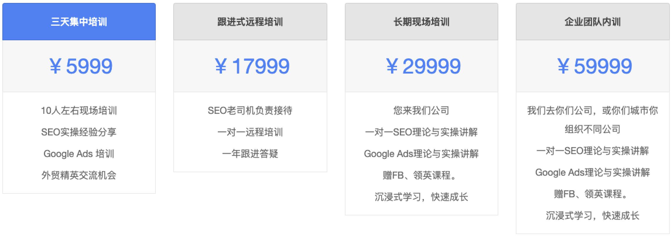 谷歌SEO培训价格