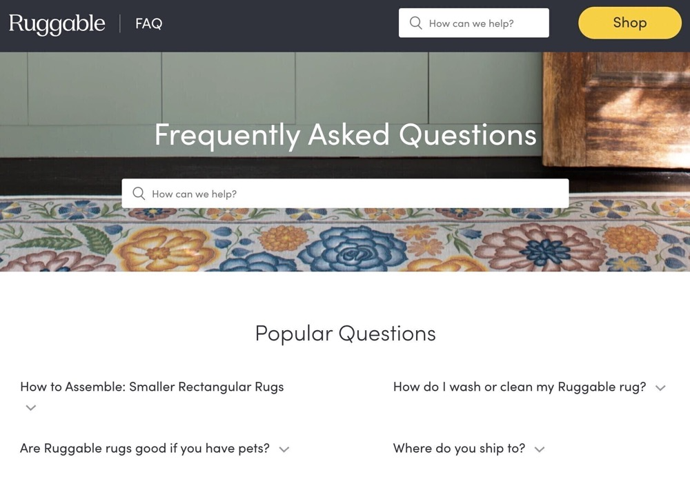 Ruggable的FAQ页面