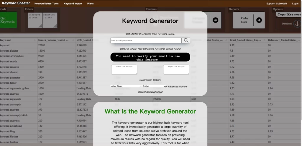 Keyword Sheeter